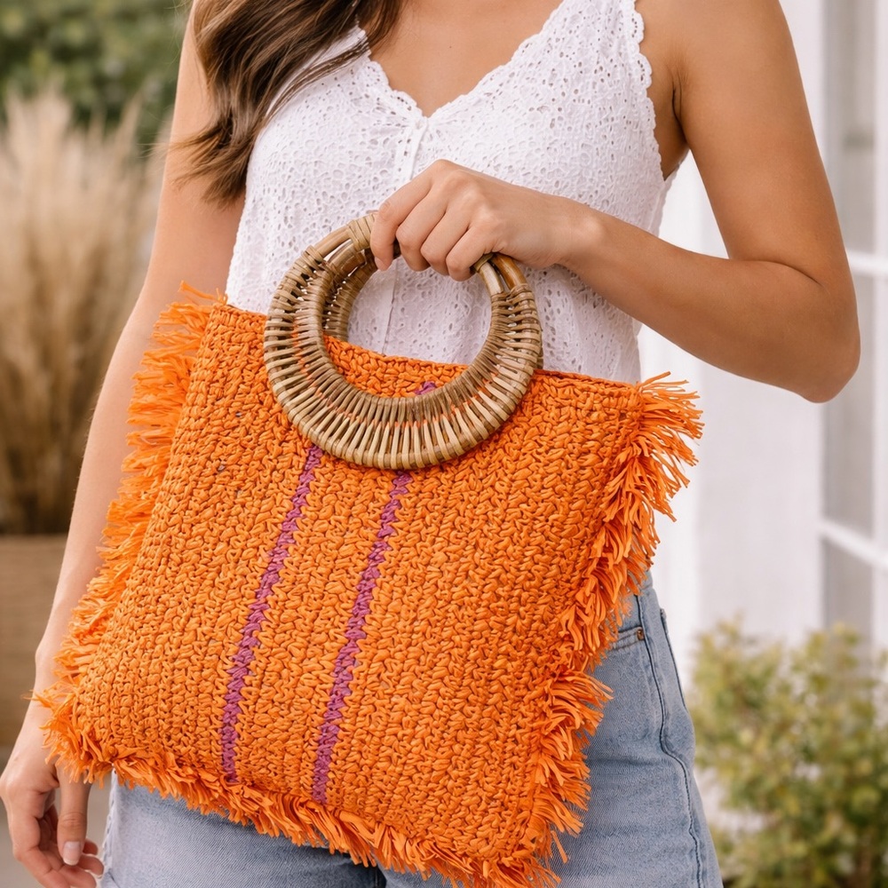 Soft Surroundings Orange and Purple Tote Bag